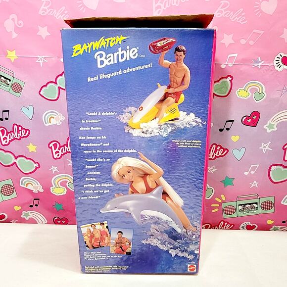 Baywatch Barbie 1994 Lifeguard With Dolphin & Accessories Mattel 13199 NRFB - Picture 8 of 11